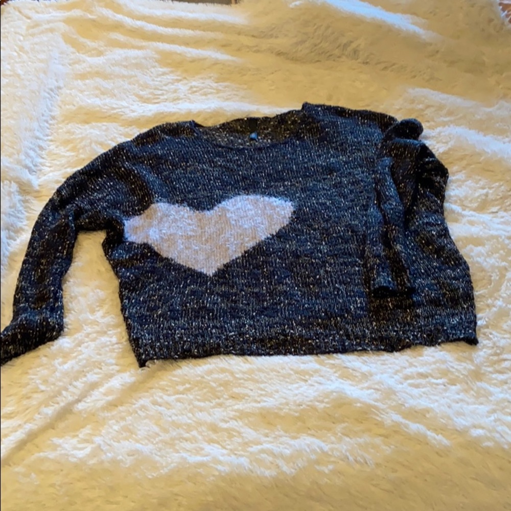 Black and Gold Heart sweater by Elan (L)
